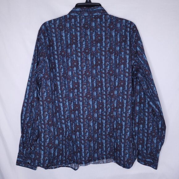 Panhandle Shirt Mens XL Blue Paisely Western Snap Button - Picture 5 of 10